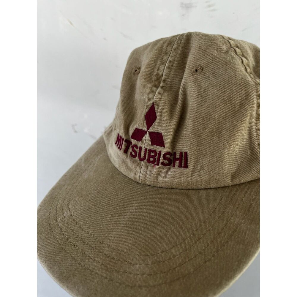 Vintage 90s mitsubishi tan ballcap nissan